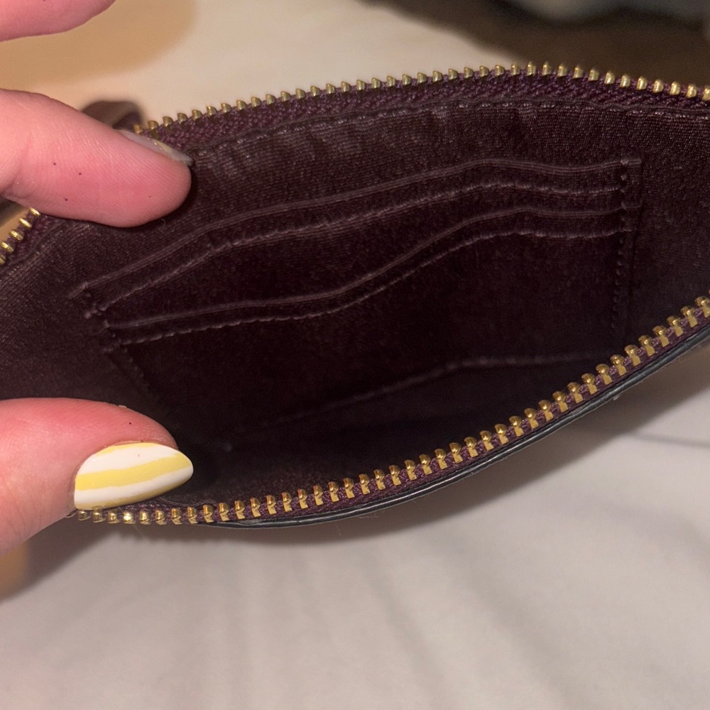 Coach Burgundy Glitter Wristlet Pouch with Gold Logo - Picture 4 of 5